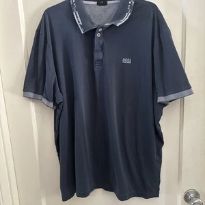 Hugo Boss Polo Mens NAVY BLUE Casual Preppy 5XL Cotton Logo - Picture 1 of 11