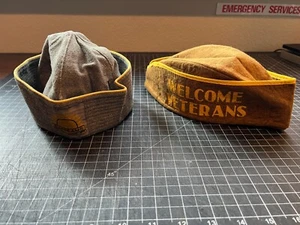 (2) Old vintage felt Salvation Arm Sunbeams and Welcome Veterans beanie hats - Picture 1 of 9