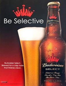 Budweiser Select 2005 botella de cerveza foto ""Crisp Clean Taste"" anuncio impreso vintage - Imagen 1 de 1