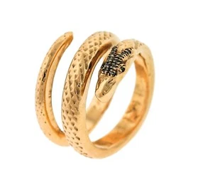 Ladies PS ONE 14K Rose Gold 0.06ctw Diamond Emerald Coiled Snake Serpent Ring - Picture 1 of 7