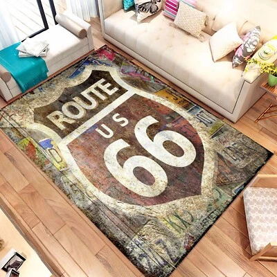 Route 66 Rug,Route 66 Art Rug,  For Living Room Route 66 Rug,Route 66 Design Rug - Image 1 of 4