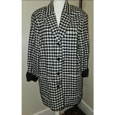 * NEWPORT NEWS Chaqueta Blazer de Franela a Cuadros Blanco y Negro Damas L Foto 1 de 4