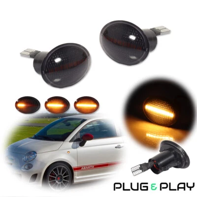 Par de luces intermitentes LED dinámicas para Fiat 500 500e 500c Abarth Foto 1 de 4