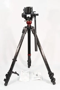 Manfrotto 755CX3 Carbon Fiber Tripod MVH500AH Fluid Head - Picture 1 of 8
