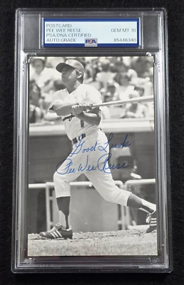 PEE WEE REESE Signed Real Photo Postcard-HOF-BROOKLYN DODGERS-PSA 10 Auto - Image 1 of 4