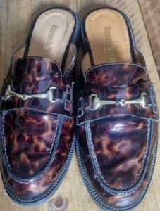 RUSSELL & BROMLEY BAXTER Patent Leathe Tortoise Loafers Mules, Size EU 40 / UK 7 - Picture 1 of 8