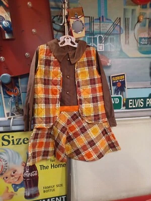 Verdadero Vestido y Chaleco Acolchado Niña Mediados de Siglo Años 60 70 MCM Roanna Togs 6X Foto 1 de 4