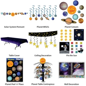 PLANETS, SOLAR SYSTEM & SPACE THEME DECORATIONS - PARTYWARE COMPLETE SELECTION - Picture 1 of 10