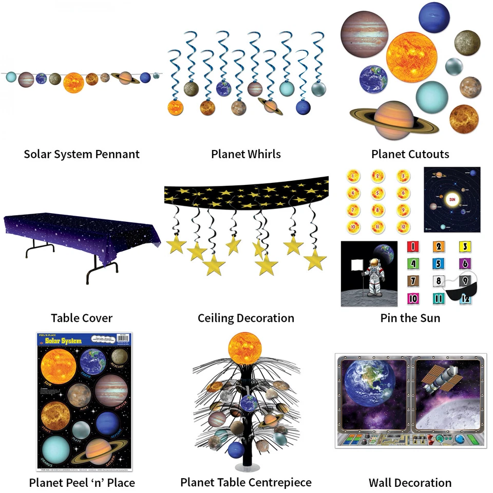 PLANETS, SOLAR SYSTEM & SPACE THEME DECORATIONS - PARTYWARE COMPLETE SELECTION - Image 1 of 1