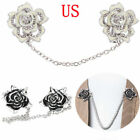 Womens Blouse Shawl Clips Shirt Collar Clasp Pin Brooch Clothing Button Jeweled
