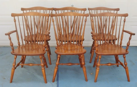 Ethan Allen Heirloom Nutmeg Maple Colonial Early American Windsor Chairs Cover