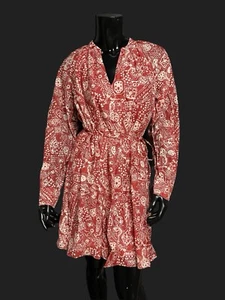 Rebecca Taylor Labyrinth Slip Maxi Dress Red Long Sleeve Women’s Size M $325 NWT - Picture 1 of 16