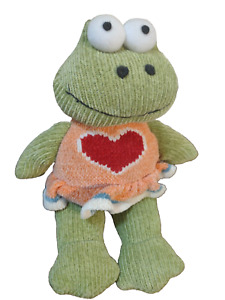 frog plush with a heart, for Valentine's Day Rich k'nit heart on dress Love