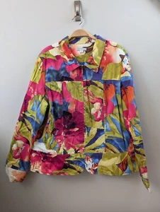 Erin by Erin London Colorful Floral Multicolor Jacket XL - Art, Boho, Vibrant - Picture 1 of 10