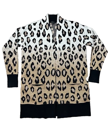 Cárdigan Ann Taylor Ombre Leopardo Estampado Animal Bolsillo Dorado Metálico XS NUEVO SIN ETIQUETAS Foto 1 de 4