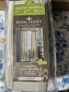 JCP, Royal Velvet Ivory, Supreme Pinch Pleat Back Tab Panel 62.5" x 84" NWT - Picture 1 of 4