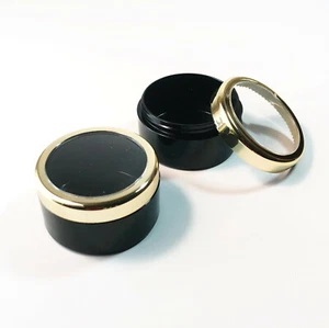 Cosmetic Containers Empty Black Plastic Makeup Jar Gold Trim Lid 30 Gram (5)3832 - Picture 1 of 6