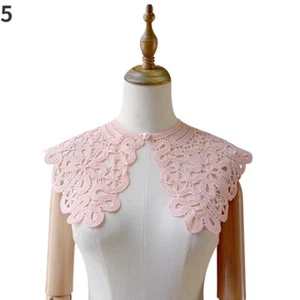 1 Stck. Spitze Blumen falscher Hals ausgehöhlt gefälschter Kragen gehäkelt Kunstperlen Knopf Strick - Bild 1 von 18