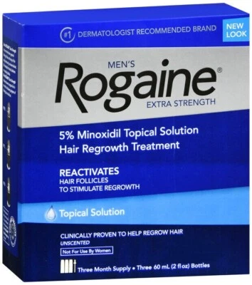 Solución de minoxidil 5% ROGAINE para hombre extra fuerza suministro para 3 meses 60 ml Foto 1 de 4