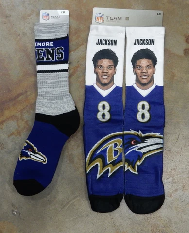 2 Pack NFL Baltimore Ravens Gift Set OSFM Socks Double Deuce Lamar Jackson LARGE Cover