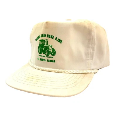 Vintage Farmers Union HDWE. & IMP. Polycotton White Snapback Trucker Hat Cap - Image 1 of 4