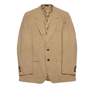 Vintage Tweed Sport Coat Mens 42R Beige Suit Jacket Bespoke Herringbone Blazer - Picture 1 of 9