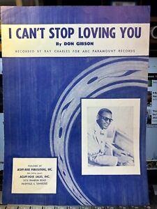 1958 1st Time Seen! RAY CHARLES Sheet Music ‘I Can’t Stop Loving You’