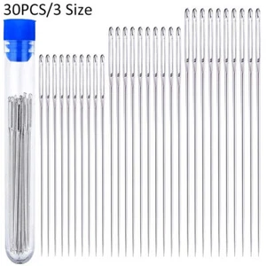 30PCS Large Eye Needles Hand Sewing Tool with Storage Tube for Act Crafts 3 Size - Picture 1 of 5