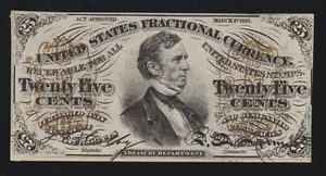 US 25c Fractional Currency Note Green Back FR 1294 Ch CU - Picture 1 of 2