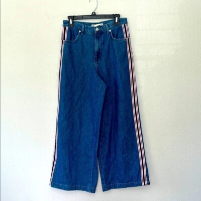 Jeans Top Shop Moto Pierna Ancha Azul Talla W 30 L 30 Para Mujer 100% Algodón Relajado Foto 1 de 4