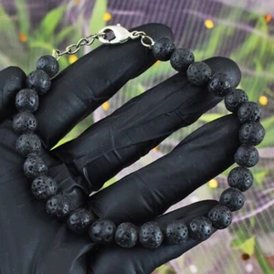 Most Brilliant Round Shape Black Lava 103.00 Cts Beaded Bracelet VK 20 E658 - Picture 1 of 2