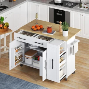 Carro de cocina con encimera plegable, isla de cocina armario de cocina 3 cajones - Imagen 1 de 11