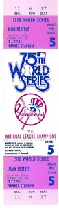 1978 World Series Game 5 Full Ticket Dodgers Yankees Thurman Munson 5 RBI - Picture 1 of 2