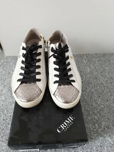 CRIME London Damen Low Sneaker Gr 36 Metallic/ Weiß Leder Schuhe NP 165€  - Bild 1 von 6