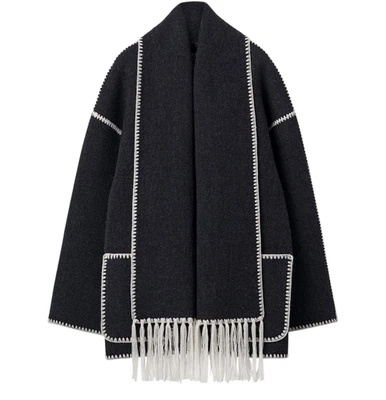 TOTEME GRIS OSCURO MELANGE Bufanda Chaqueta Nueva y Auténtica Foto 1 de 2