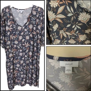 J. Jill Pure Jill Dress Women's Blue Floral Kimono Lightweight NWOT Size Large - Picture 1 of 9
