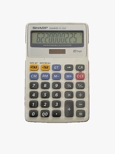 Genuine SHARP ELSIMATE EL-334F Twin Power 10 Digit Solar Desk Calculator. Used - Picture 1 of 4