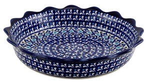 Polish Pottery Quiche / Scalloped Pie Dish 9" Diameter from Zaklady - Picture 1 of 4