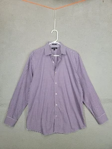 Camicia uomo Banana Republic slim fit non ferro grande cotone bottoni viola check - Foto 1 di 8