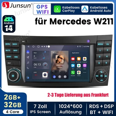 7"2+32G Android14 Carplay Autoradio Für Benz CLS E-Class W211 W219 GPS Navi DAB+ - Bild 1 von 4