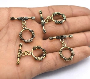 3 Sets 28X17mm Bali Toggle Clasp Antique Brass - Picture 1 of 5
