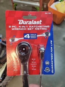 Duralast 64-130 2-Pc 4-in-1 Ratcheting Wrench Set Metric NEW - Picture 1 of 3
