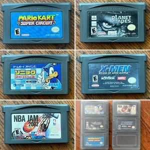 5x Gameboy Advance GBA Game Cartridge + 2 Cases Mario Kart Xmen NBA Sonic Apes - Picture 1 of 9