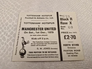 TICKET STUB - TOTTENHAM HOTSPUR V MANCHESTER UNITED - 1. DEZEMBER 1979 - Bild 1 von 1
