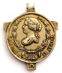 España-Isabel II. Medalla Guerra de África 1860. EBC-/XF-. 24,3 g. - Imagen 1 de 2
