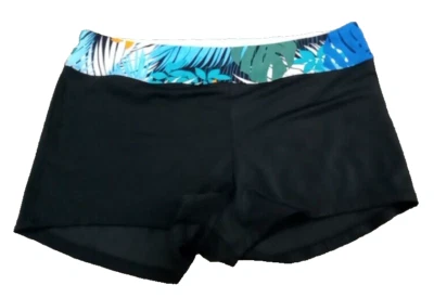 Pantalones cortos de natación South Point para mujer talla grande talla 22W negros patrón de cintura tropical Foto 1 de 4