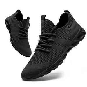 Men Casual Sport Shoes Light Sneakers White Outdoor Breathable Mesh Black - Picture 1 of 18
