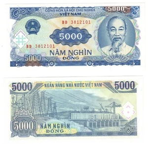 1991 Vietnam 5000 Dong Banknote UNC P108 Ho Chi Minh - Picture 1 of 1