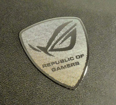 Asus Republic of Gamers Silver Chrome Sticker 27 x 30mm For Desktop Laptop ROG - Image 1 of 2