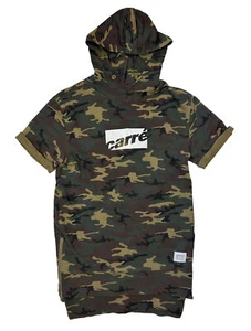 Carre Men's Hooded T-Shirt Size S Camo All Over Print Heavy Cotton Street Wear - Picture 1 of 11